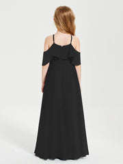 Robes de Demoiselle d'Honneur Junior Longues à Hors de l'Épaule Noir