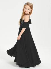 Robes de Demoiselle d'Honneur Junior Longues à Hors de l'Épaule Noir