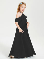 Robes de Demoiselle d'Honneur Junior Longues à Hors de l'Épaule Noir