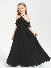 Robes de Demoiselle d'Honneur Junior Longues à Hors de l'Épaule Noir