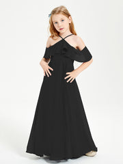 Robes de Demoiselle d'Honneur Junior Longues à Hors de l'Épaule Noir