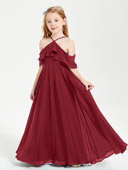 Robes de Demoiselle d'Honneur Junior Longues à Hors de l'Épaule Bordeaux