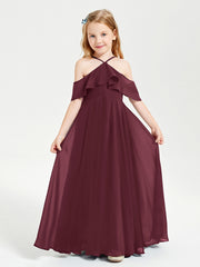 Robes de Demoiselle d'Honneur Junior Longues à Hors de l'Épaule Cabernet