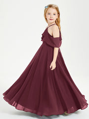 Robes de Demoiselle d'Honneur Junior Longues à Hors de l'Épaule Cabernet