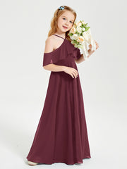 Robes de Demoiselle d'Honneur Junior Longues à Hors de l'Épaule Cabernet