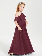 Robes de Demoiselle d'Honneur Junior Longues à Hors de l'Épaule Cabernet