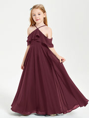 Robes de Demoiselle d'Honneur Junior Longues à Hors de l'Épaule Cabernet
