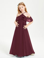 Robes de Demoiselle d'Honneur Junior Longues à Hors de l'Épaule Cabernet