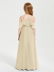 Robes de Demoiselle d'Honneur Junior Longues à Hors de l'Épaule Champagne