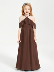 Robes de Demoiselle d'Honneur Junior Longues à Hors de l'Épaule Chocolat