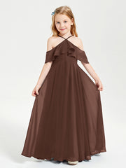 Robes de Demoiselle d'Honneur Junior Longues à Hors de l'Épaule Chocolat
