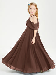Robes de Demoiselle d'Honneur Junior Longues à Hors de l'Épaule Chocolat