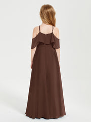 Robes de Demoiselle d'Honneur Junior Longues à Hors de l'Épaule Chocolat