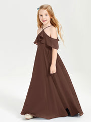 Robes de Demoiselle d'Honneur Junior Longues à Hors de l'Épaule Chocolat