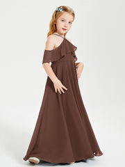 Robes de Demoiselle d'Honneur Junior Longues à Hors de l'Épaule Chocolat