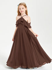 Robes de Demoiselle d'Honneur Junior Longues à Hors de l'Épaule Chocolat