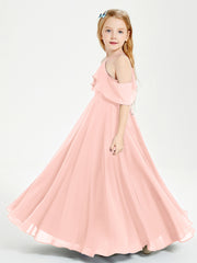 Robes de Demoiselle d'Honneur Junior Longues à Hors de l'Épaule Corail