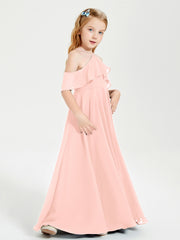 Robes de Demoiselle d'Honneur Junior Longues à Hors de l'Épaule Corail