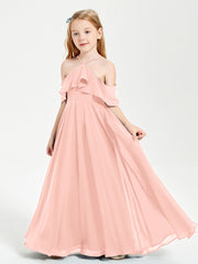 Robes de Demoiselle d'Honneur Junior Longues à Hors de l'Épaule Corail