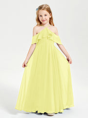 Robes de Demoiselle d'Honneur Junior Longues à Hors de l'Épaule Jonquille