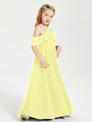 Robes de Demoiselle d'Honneur Junior Longues à Hors de l'Épaule Jonquille