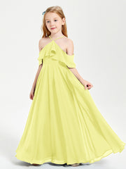 Robes de Demoiselle d'Honneur Junior Longues à Hors de l'Épaule Jonquille