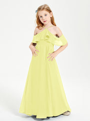 Robes de Demoiselle d'Honneur Junior Longues à Hors de l'Épaule Jonquille