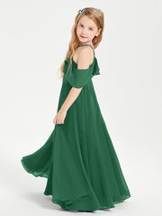 Robes de Demoiselle d'Honneur Junior Longues à Hors de l'Épaule Vert Foncé