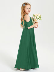 Robes de Demoiselle d'Honneur Junior Longues à Hors de l'Épaule Vert Foncé