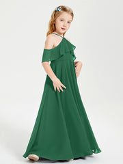 Robes de Demoiselle d'Honneur Junior Longues à Hors de l'Épaule Vert Foncé