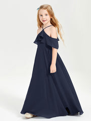 Robes de Demoiselle d'Honneur Junior Longues à Hors de l'Épaule Bleu Marine