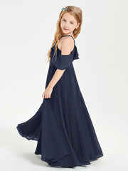 Robes de Demoiselle d'Honneur Junior Longues à Hors de l'Épaule Bleu Marine