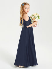 Robes de Demoiselle d'Honneur Junior Longues à Hors de l'Épaule Bleu Marine