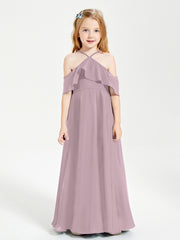 Robes de Demoiselle d'Honneur Junior Longues à Hors de l'Épaule Dusk