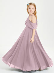 Robes de Demoiselle d'Honneur Junior Longues à Hors de l'Épaule Dusk