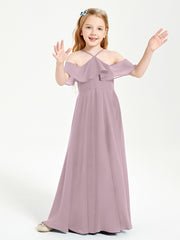 Robes de Demoiselle d'Honneur Junior Longues à Hors de l'Épaule Dusk