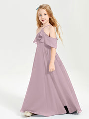 Robes de Demoiselle d'Honneur Junior Longues à Hors de l'Épaule Dusk