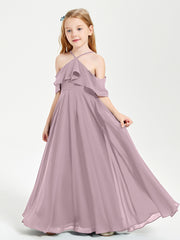 Robes de Demoiselle d'Honneur Junior Longues à Hors de l'Épaule Dusk