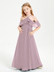 Robes de Demoiselle d'Honneur Junior Longues à Hors de l'Épaule Dusk