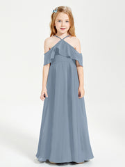 Robes de Demoiselle d'Honneur Junior Longues à Hors de l'Épaule Bleu Poudré
