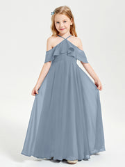 Robes de Demoiselle d'Honneur Junior Longues à Hors de l'Épaule Bleu Poudré