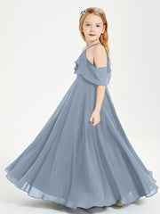Robes de Demoiselle d'Honneur Junior Longues à Hors de l'Épaule Bleu Poudré