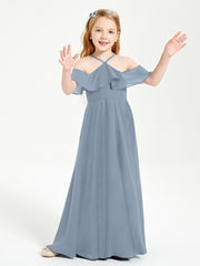 Robes de Demoiselle d'Honneur Junior Longues à Hors de l'Épaule Bleu Poudré