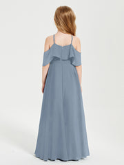 Robes de Demoiselle d'Honneur Junior Longues à Hors de l'Épaule Bleu Poudré