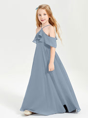 Robes de Demoiselle d'Honneur Junior Longues à Hors de l'Épaule Bleu Poudré