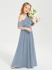 Robes de Demoiselle d'Honneur Junior Longues à Hors de l'Épaule Bleu Poudré
