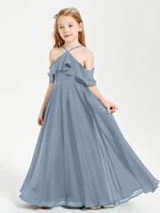 Robes de Demoiselle d'Honneur Junior Longues à Hors de l'Épaule Bleu Poudré