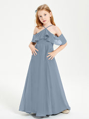 Robes de Demoiselle d'Honneur Junior Longues à Hors de l'Épaule Bleu Poudré