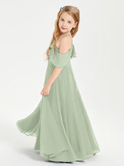 Robes de Demoiselle d'Honneur Junior Longues à Hors de l'Épaule Sauge Poudrée