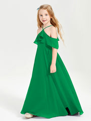 Robes de Demoiselle d'Honneur Junior Longues à Hors de l'Épaule Emeraude